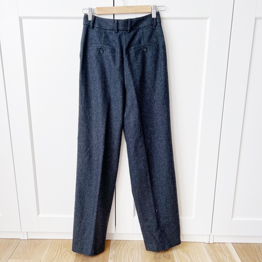 Theory Wool Blend Rumi Gray Pleat Front Wide Leg Trouser Pants sz.00 NWT - Picture 5 of 10